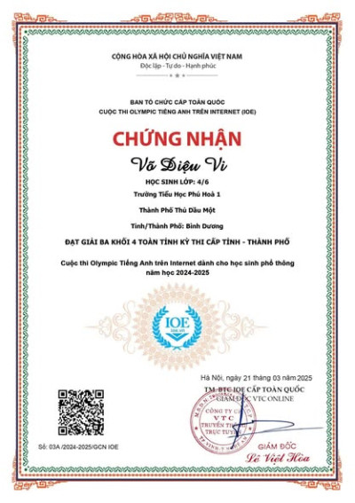 Cuộc thi Olympic Tiếng Anh trên Internet dành cho học sinh phổ thông năm học 2024-2025” cấp Tỉnh -