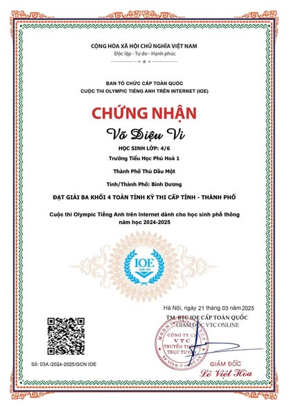 Cuộc thi Olympic Tiếng Anh trên Internet dành cho học sinh phổ thông năm học 2024-2025” cấp Tỉnh -